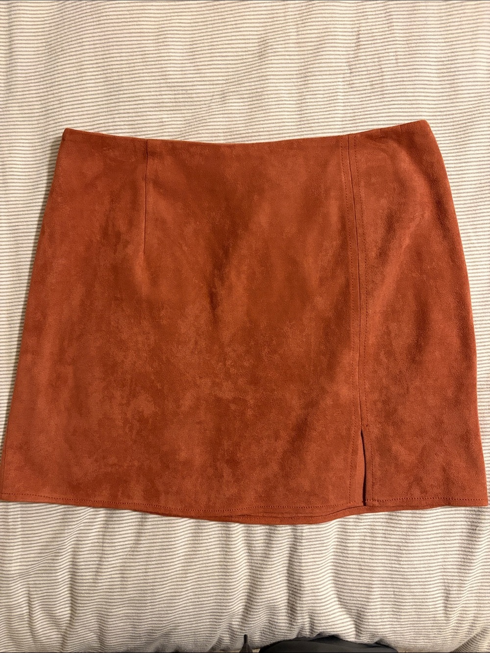 Naked Zebra Faux Suede Mini Skirt - Rust - Size M